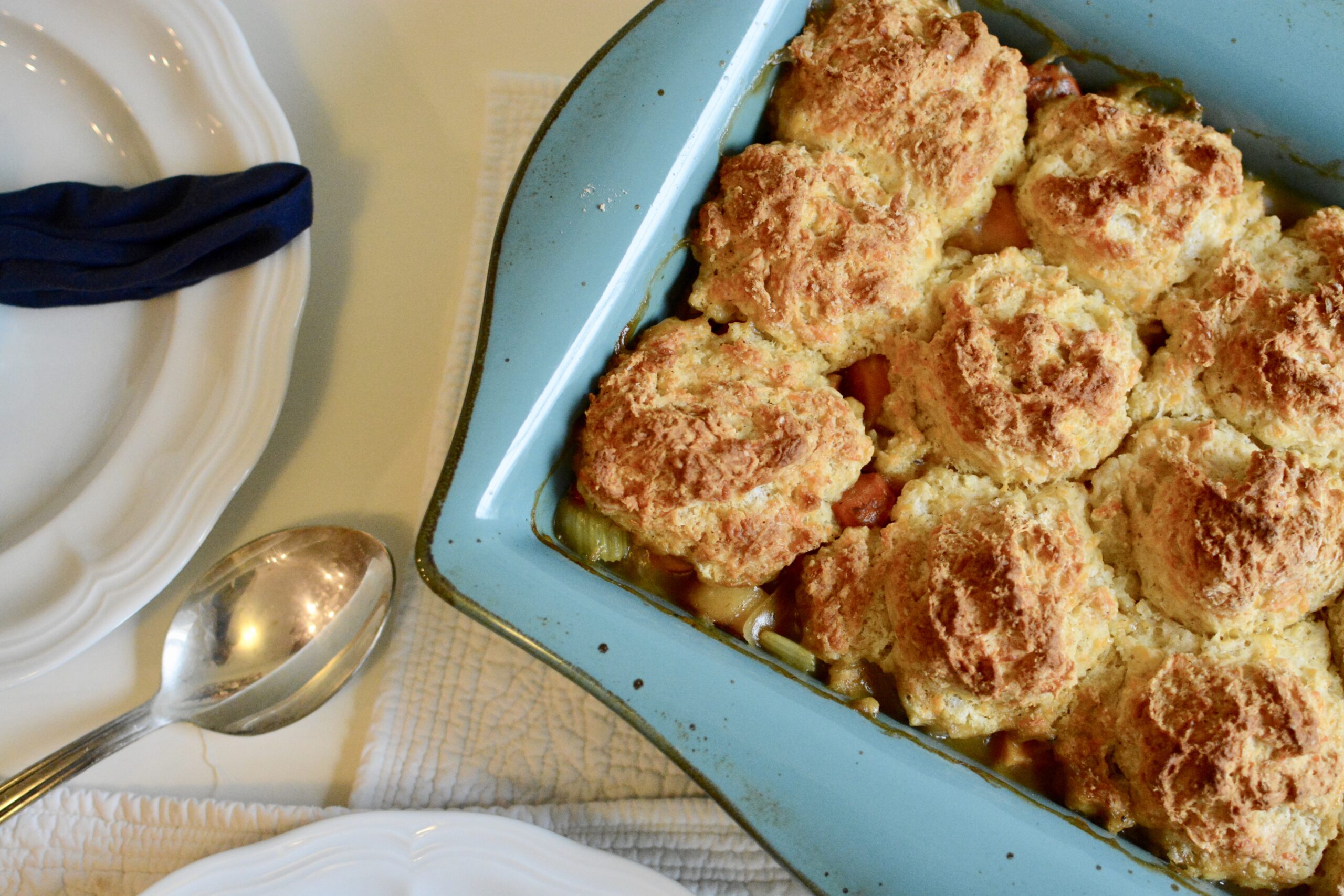 Chicken Pot Pie With Cheddar Biscuit Topping