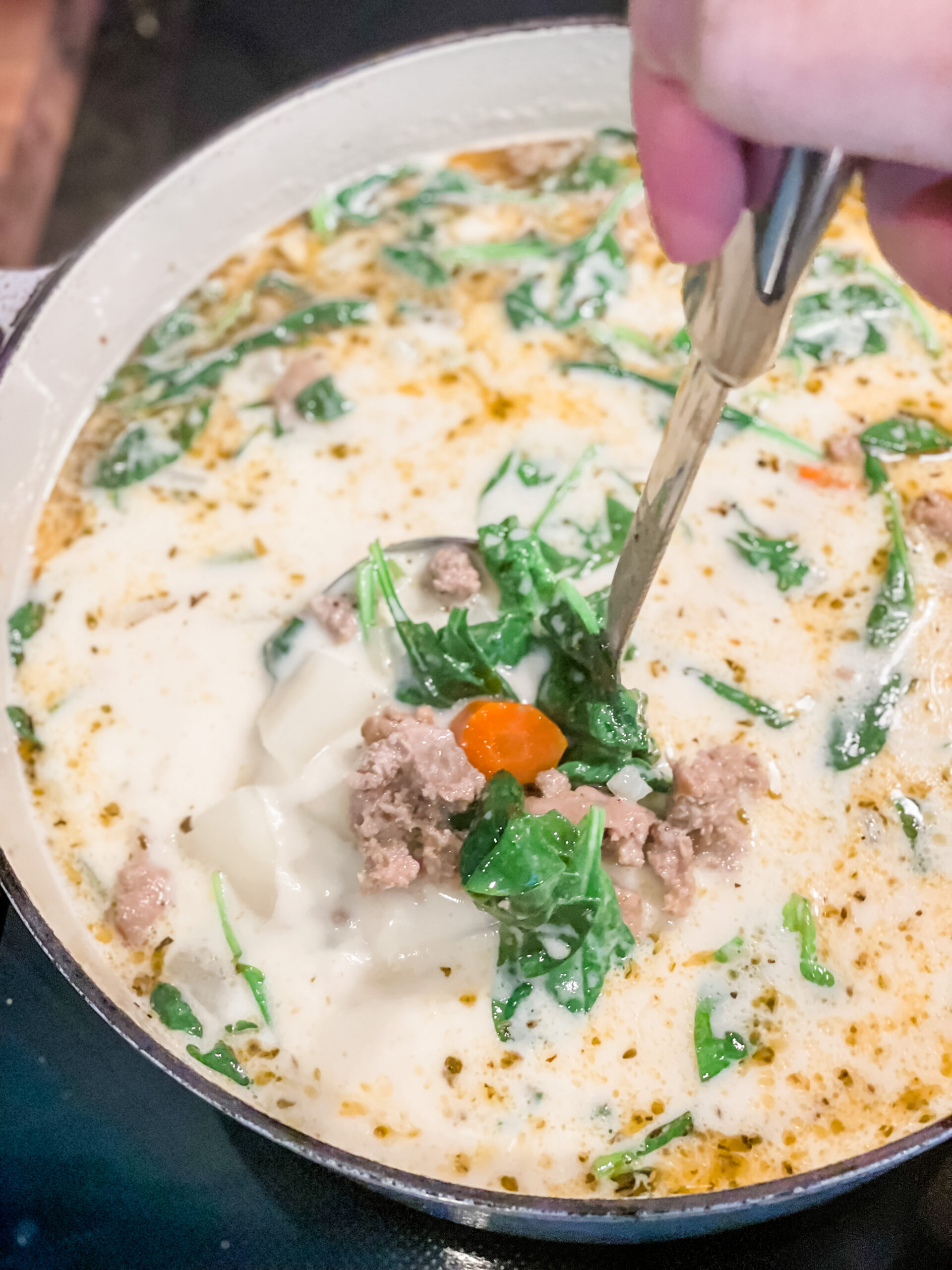 Creamy Sausage, Potato and Spinach Soup Recipe