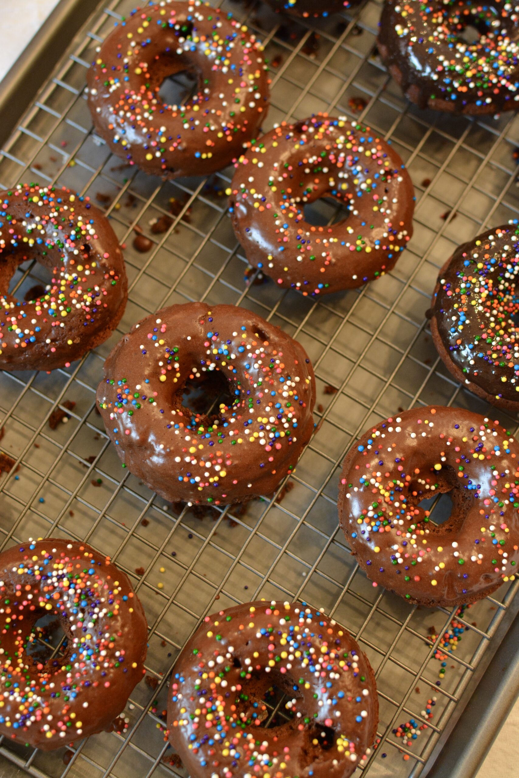 A World of Fresh Chocolate Glazed Sprinkled Donuts