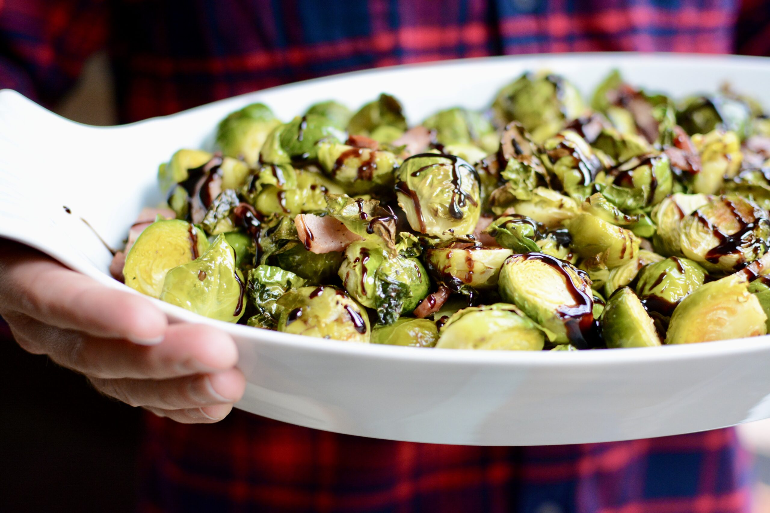 Roasted Balsamic Glazed Brussels Sprouts with Bacon