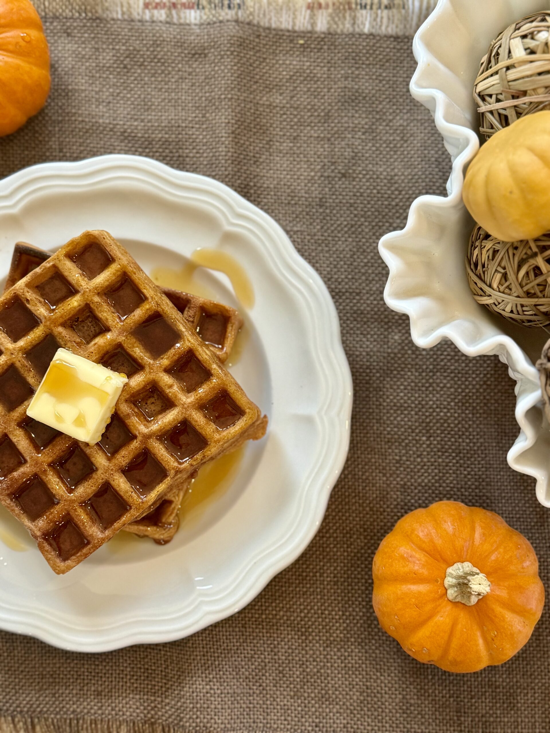 Morning of Sourdough Discard Pumpkin Spice Waffles