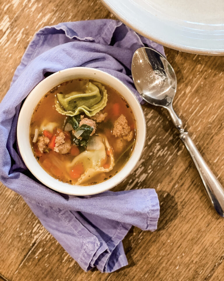 Anytime Easy Tortellini, Sausage, and Spinach Soup